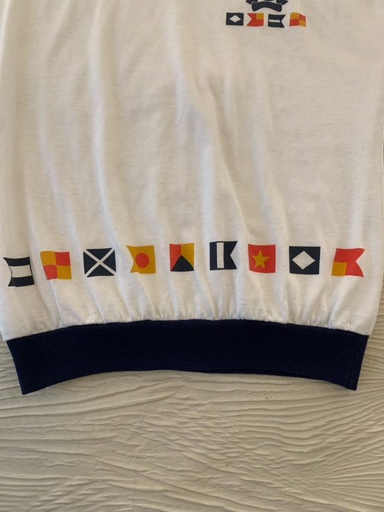 Vintage 80s The Season Ticket brand Nautical Style Ringer Tee, size Medium - Picture 3 of 7